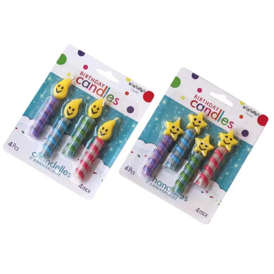 Birthday Candles Cake Decoration Korean Retro Smile Candles Colorful Star Smile Birthday Party Candles Party Celebrating Candles