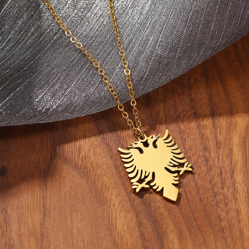 Collana Aquila Albanese – Ciondolo Simbolo Paese, Gioiello Etnico Unisex, 2 Pezzi
