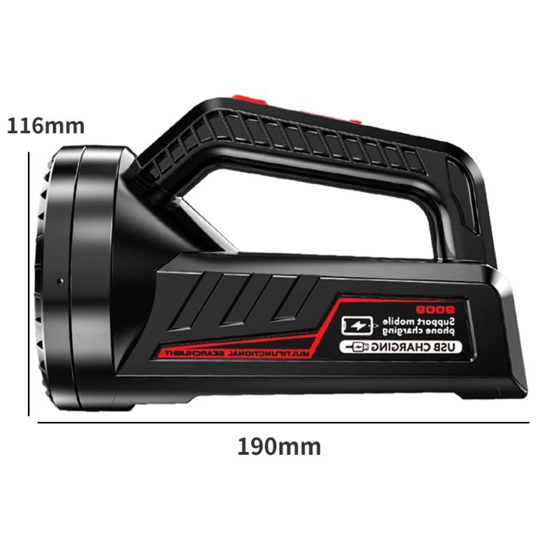 High Light LED Searchlight 1200mAh Long Range Torch USB Rechargeable Work Light P90 Waterproof Floodlight Powerful Flashlight