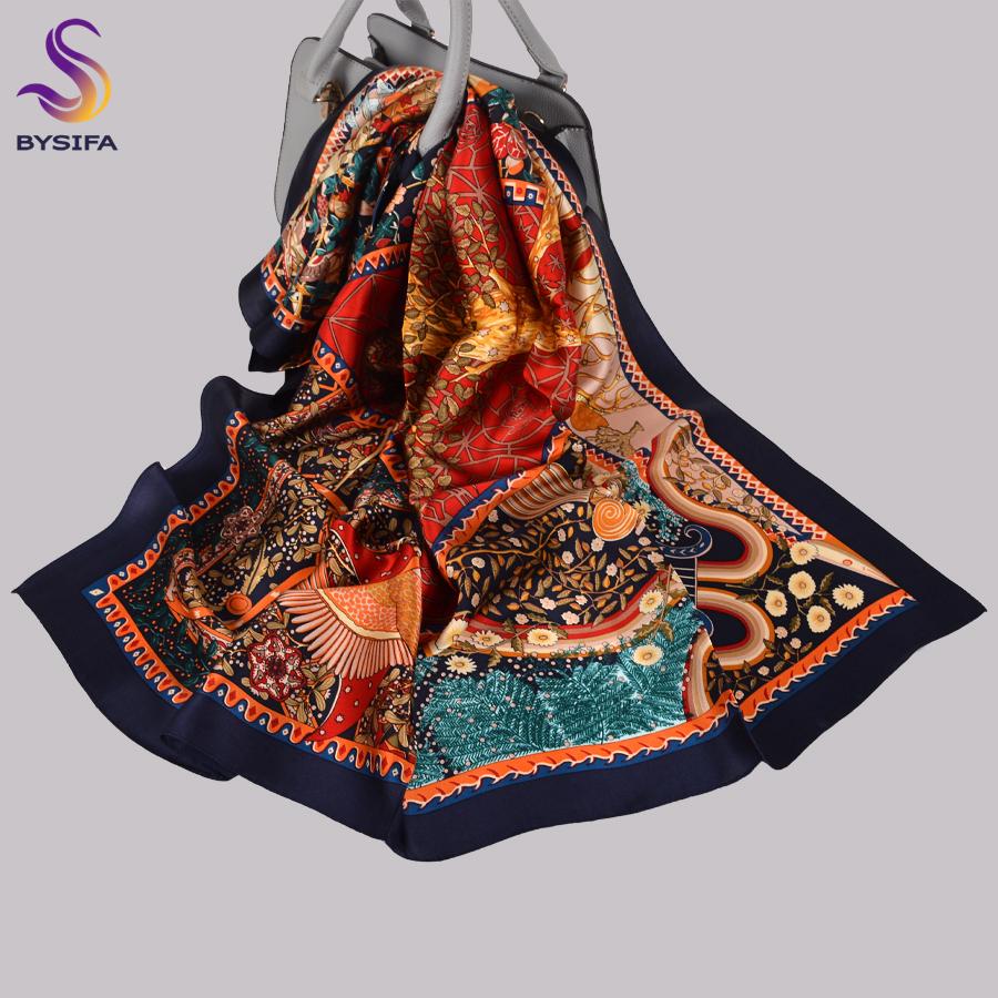  New Orange Square Scarves Fashion Horse Design Ladies 100% Silk Scarf Shawl Printed 90*90cm Fall Winter Neck Scarf