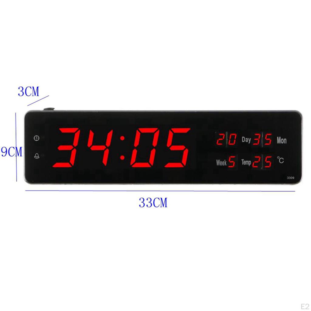 Day Clock, Extra Large Display LED Wall Calendar Alarm Clock with Date and Time, Alarms Perfect