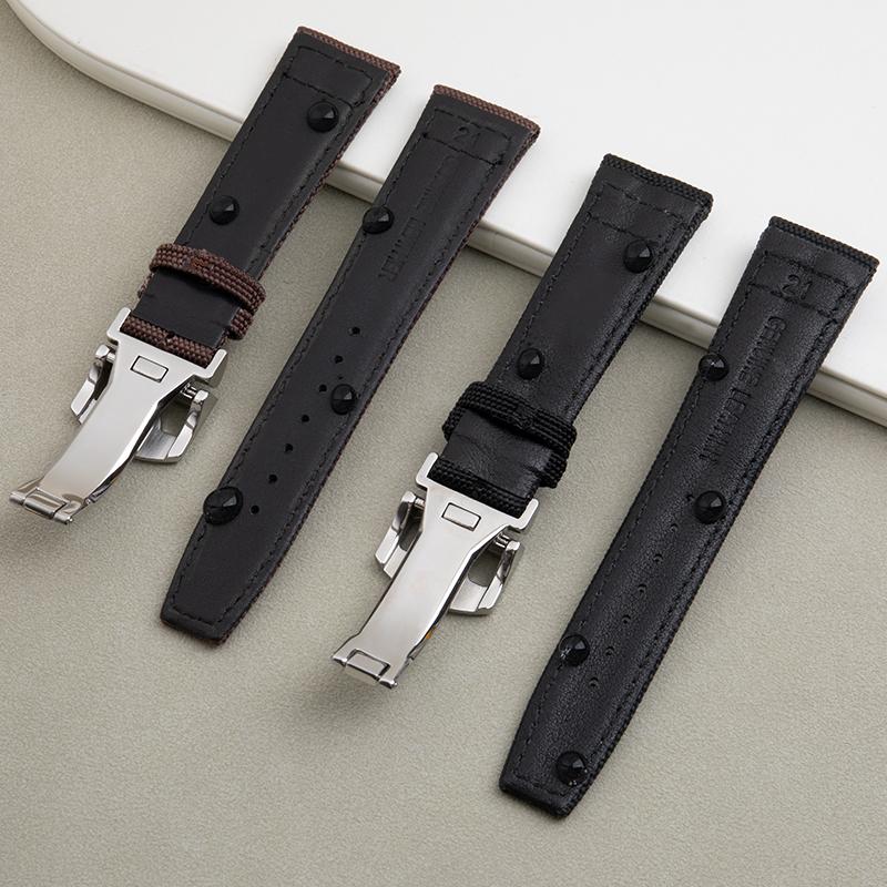 20mm 21mm 22mm Soft Nylon Canvas Watchband For IWC Strap PILOT Portugal PORTOFINO Fabric Watch Band Folding Buckle Wristband
