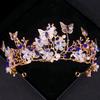 Luxus Kristall Krone Halskette Ohrring Set Strass Schmetterling Braut Schmuckset Braut Hochzeit Haarschmuck Schmuck Krone