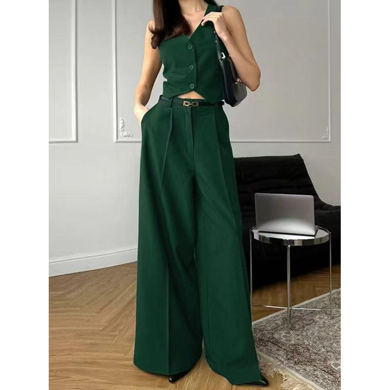 Fashion Wind Fashion New Arrival V-neck Sleeveless Vest Pants Two-piece Set V-Neck Vest and Pants Set