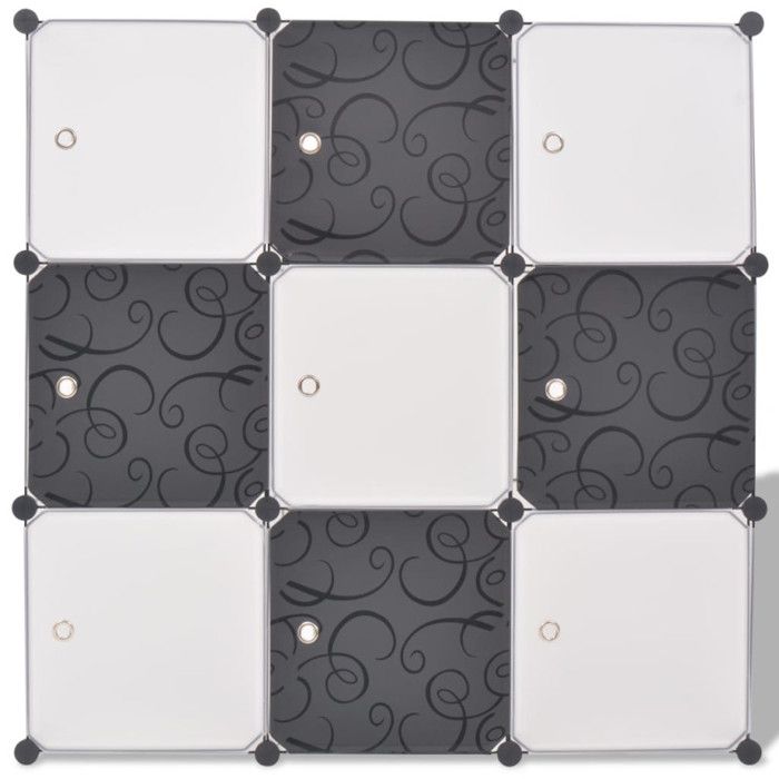 Organisateur de rangement cube - vidaXL - 9 compartiments - Noir/Blanc - Design contemporain - Durable