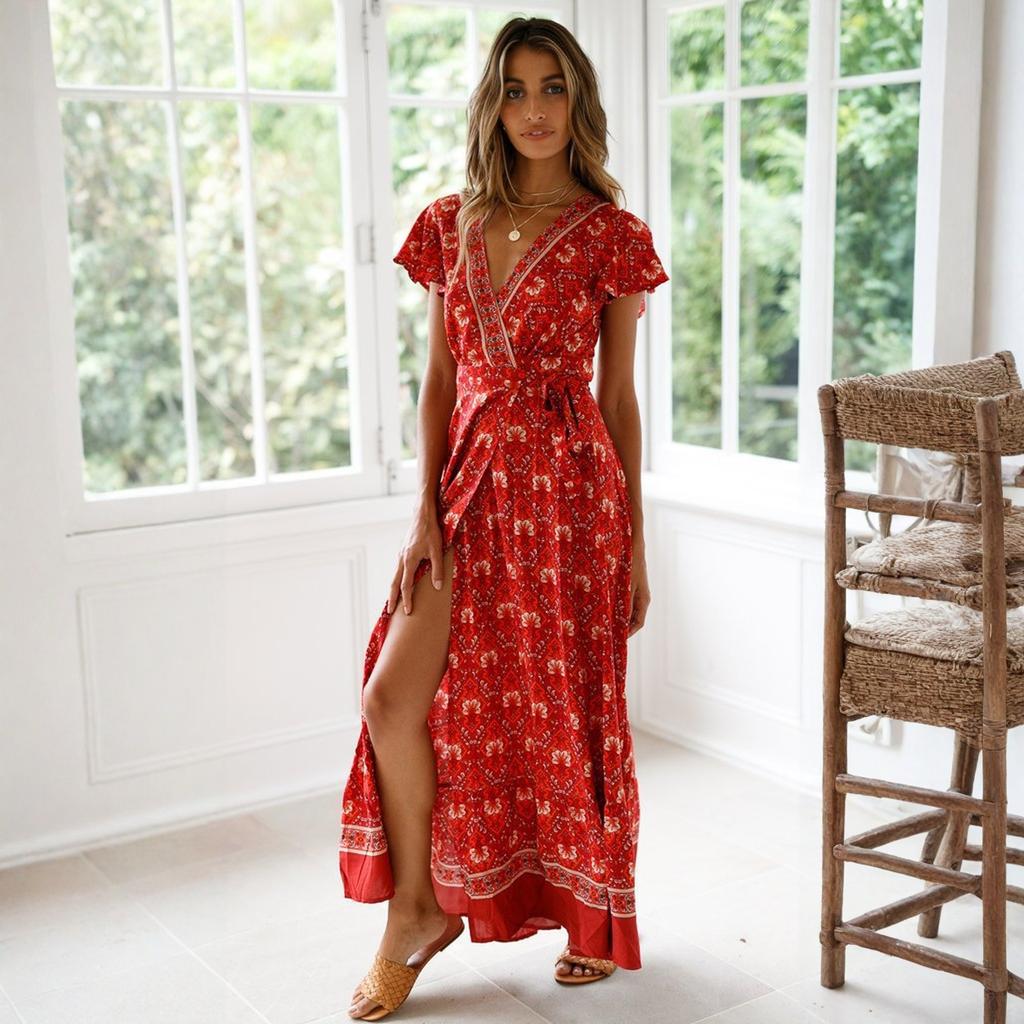 Fashionable Women's Leisure  Vacation Printed Dress Sexy Long Skirt For Women