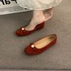 Xiaoxiangfeng French Suede Women's Sleeve Single Shoes Women's Shoes Gentle Fairy Evening Temperament Bow Beanie Shoes