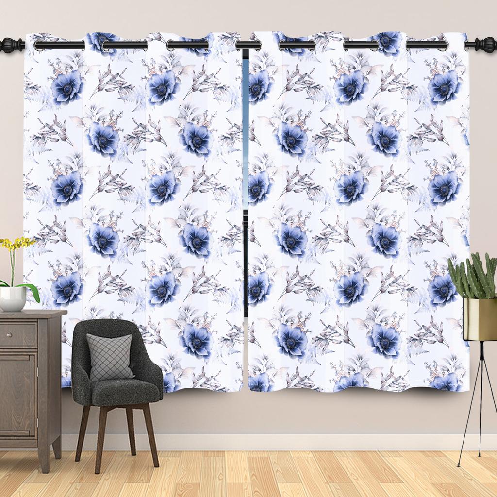 Rustic Botanical Wildflower Pattern Curtains Vintage Floral Printed Curtain Living Room Bedroom Decor Window Drapes Light Blocking For Sitting