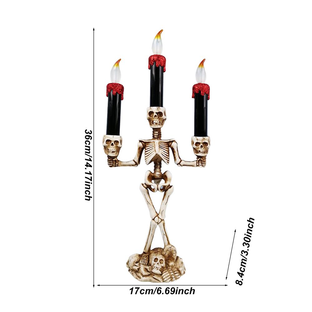

Подсвечник в виде черепа на Хэллоуин Свет Жуткий подсвечник в виде скелета Лампа Настольная беспламенная лампа Украшение для дома на Хэллоуин красный