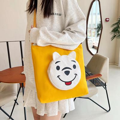 Cartoon Canvas Bag Women's 2025 New Fashion Printed Portable Shopping Bag with Simple Texture Tote Bag