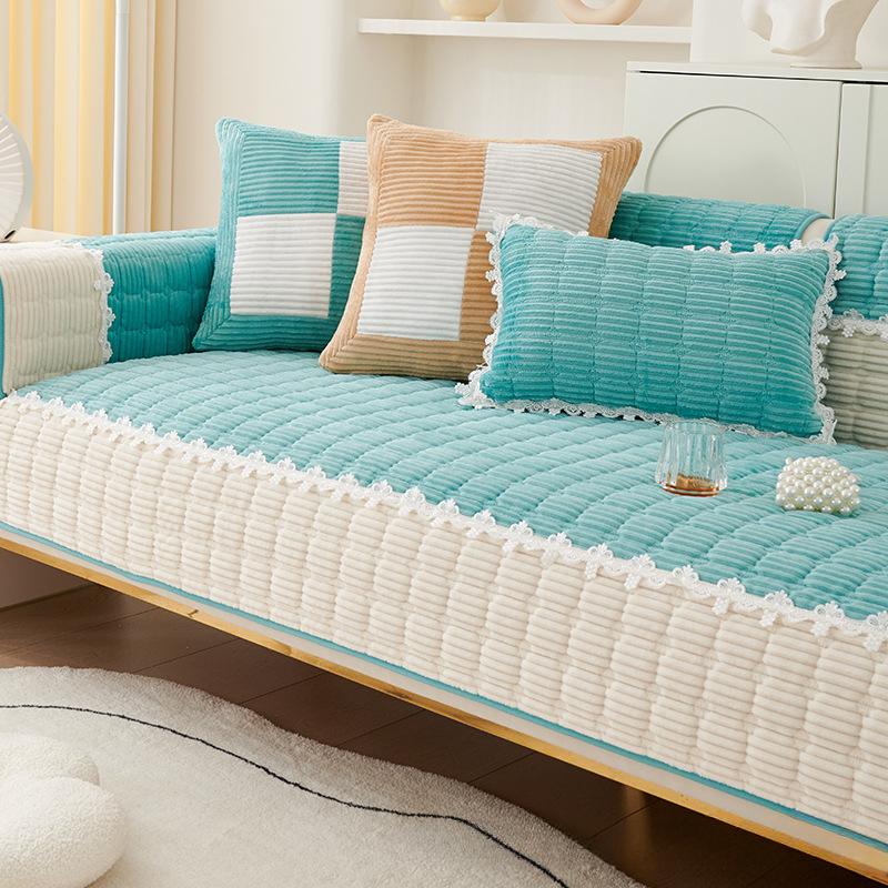 Sofa Cushion Plush Simple Modern Non-Slip Seat Cushions Four Seasons Universal Winter Leather Sofa Cover Towel Backrest Cover Cloth