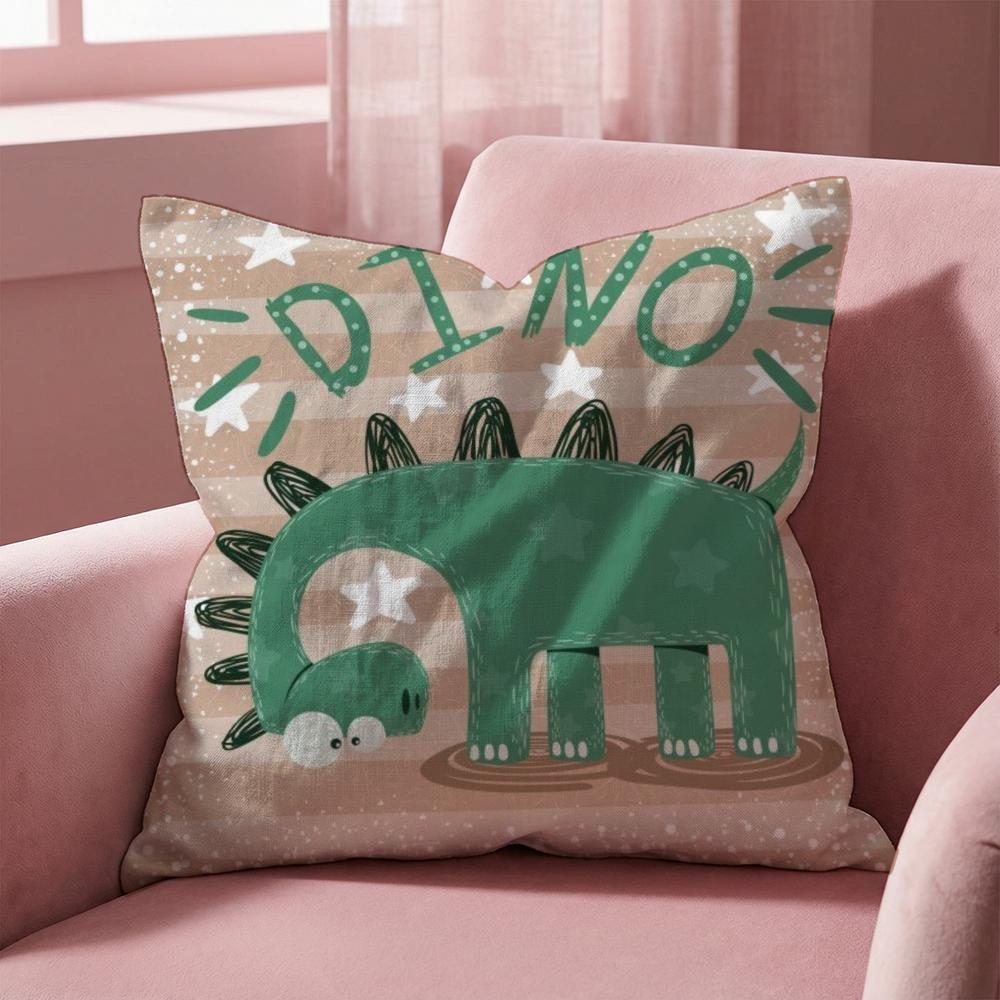 Cute Cartoon Dinosaur Cushion Cover Multi-Scene Pillow Cover for Home & Car - Reversible, Soft & Durable for Daily Use