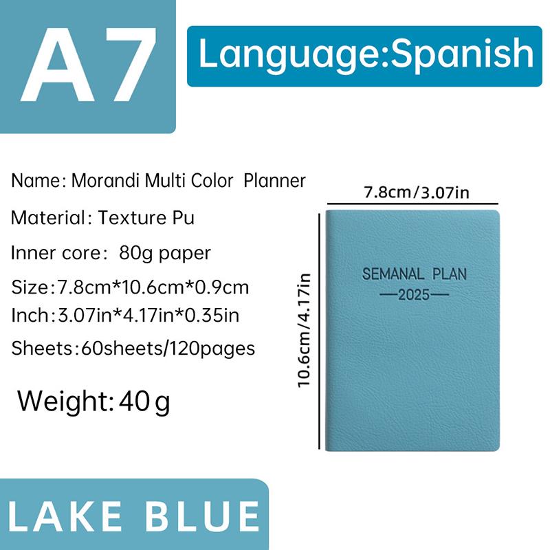 

Портативная ежедневник формата A6 и A7 на 2025 год, простая мини-записная книжка Morandi Color, ежедневный, еженедельный, ежемесячный блокнот-планировщик, блокнот для списка дел A3