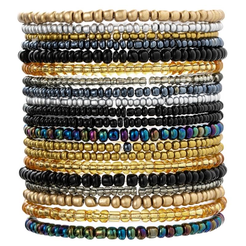 Ретро Этнические Эластичные Браслеты с Бусинами Разноцветная Случайная Смесь Эластичные Украшения Бусины Текстура Подходят для Модных Женщин 1