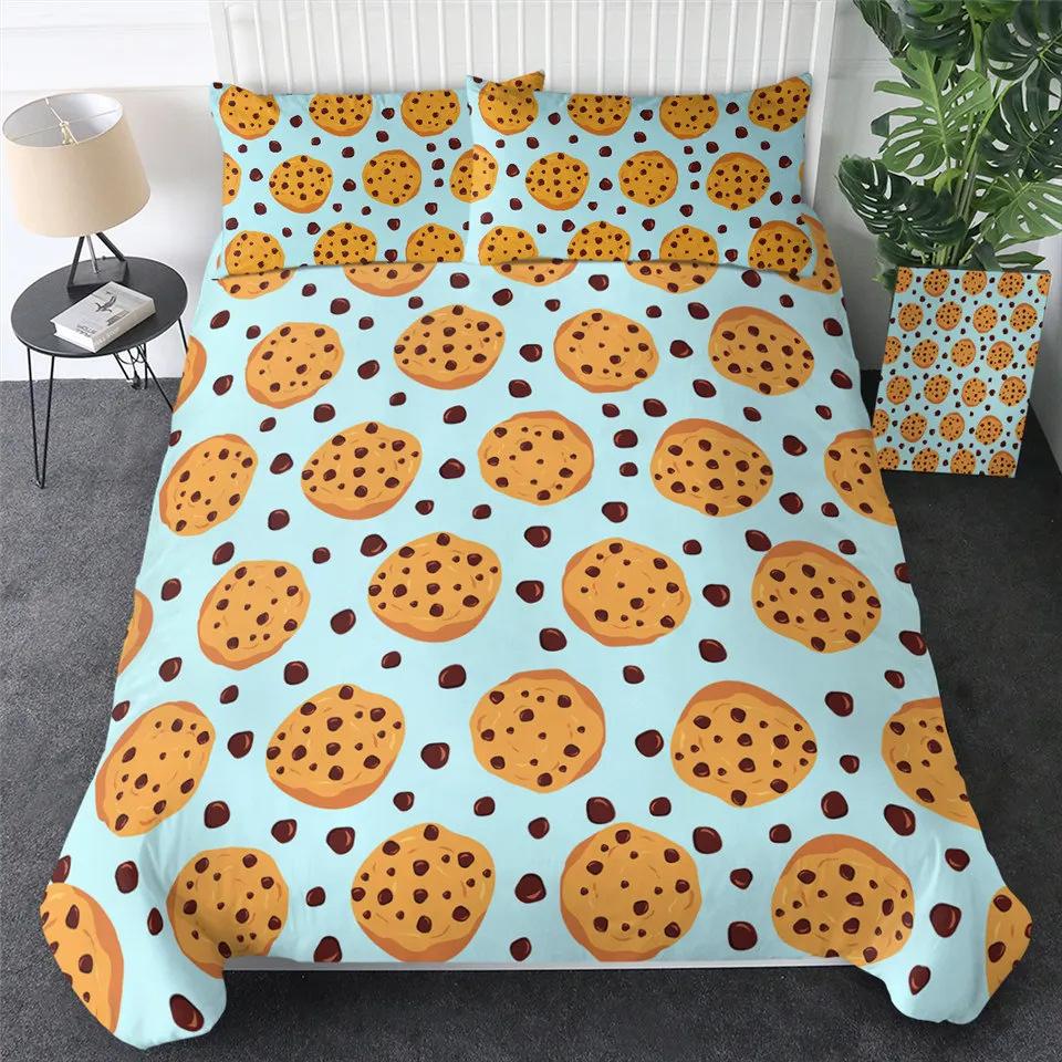 Gourmet Pancake Pattern Duvet Set Fun Three-Piece Set Suitable For Boys And Girls