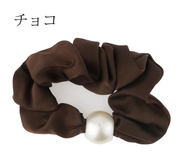 KOEIDO Bijin Kam Scrunchie Simple Pearl A single pearl adds elegance to your look Chocolate - -