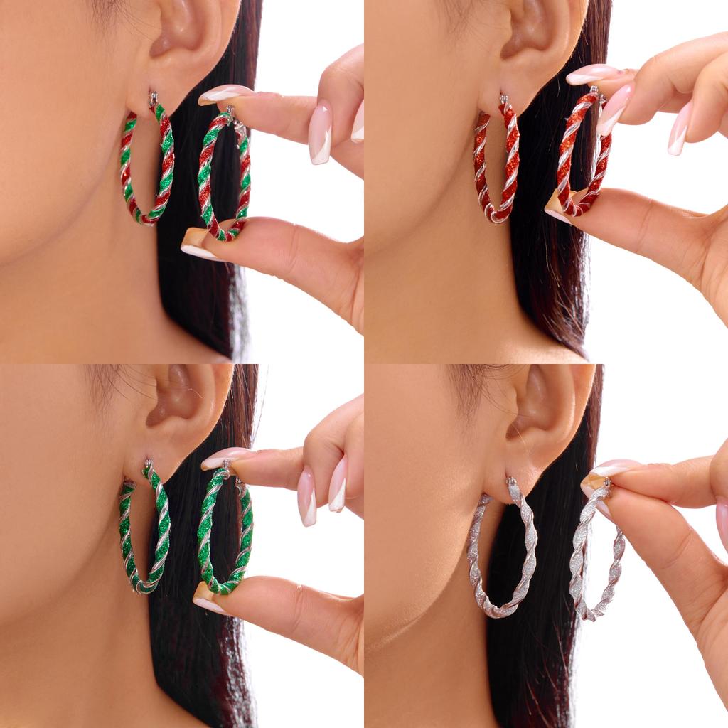 Minimalist Alloy Festive Earrings With Twisted Design And Christmas Elements For Women