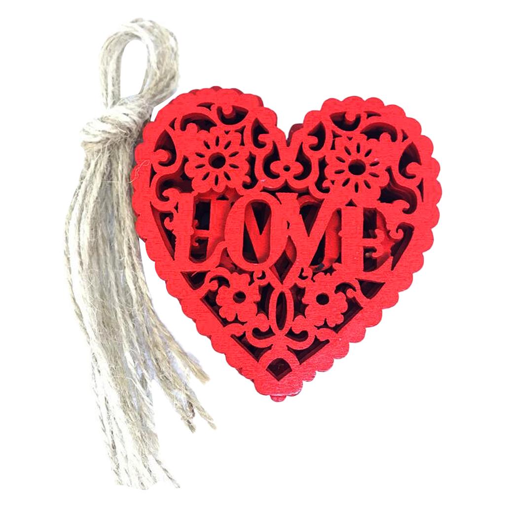 Wedding Wooden Hanging Hearts Red DIY Embellishment Slices Party Decoration Accessories for Room