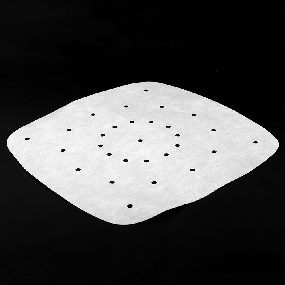 7.5in Perforated Square Steamer Paper Liners for Air Fryer Cooking Steaming(White)