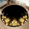 Gold Rose Pattern Floor Mat Fashion Round Rose Rug Home Anti-slip Children's Bedroom Rug Living Room Rug Home Decor Floor Mats