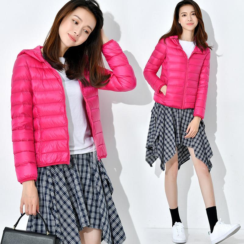 Winter Ultra-thin Down Jacket Women's Light and Short Slim-fit Hooded Large-size Ultra-light and Fattened Couple Slim-fit Jacket