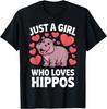 Art Hippopotame Mignon pour Femmes Filles Enfants Amoureux d'Hippopotames Cadeau T-shirt Unisexe