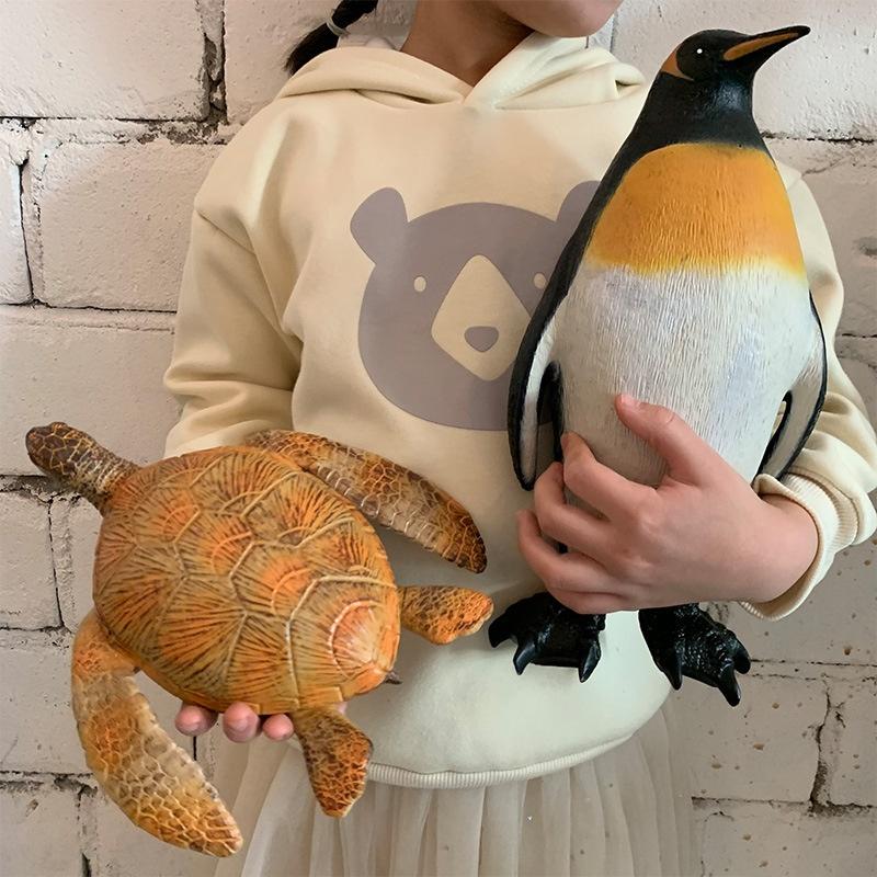 Soft Rubber Marine Animal Model Realistic Great White Shark Blue Whale Turtle Megalodon Duck Toys Collectible Action Figures