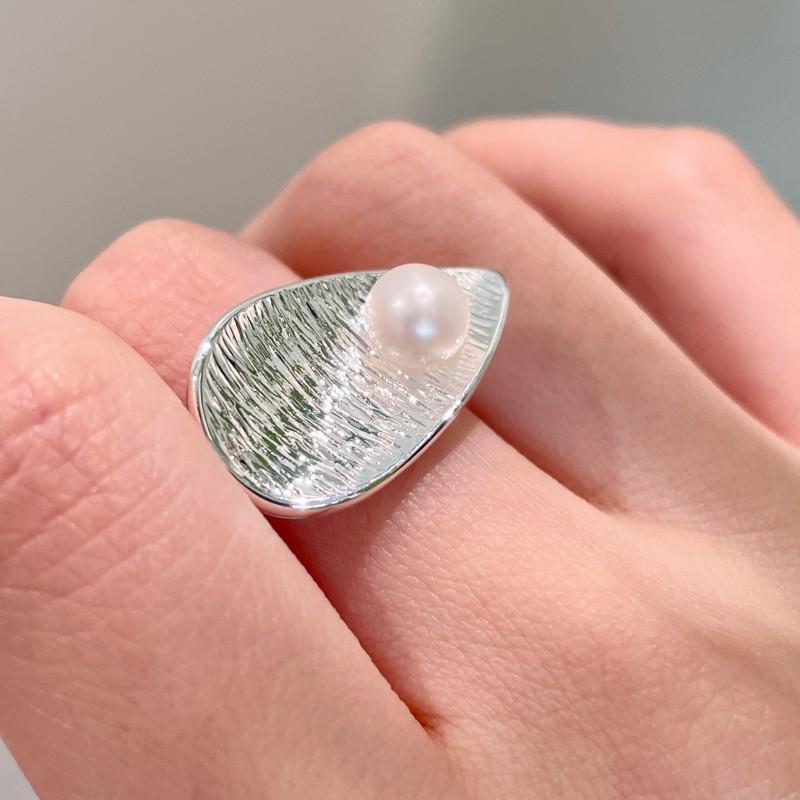 Silver Geometric Lava Open Ring: Versatile, Trendy, Unisex Design