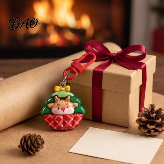 Christmas Keychain Decorations Theme Keychain, Cartoon Santa Claus Elk Bear Tree Decoration Key Rings Pendant, Festive Charm Ornament for Bags