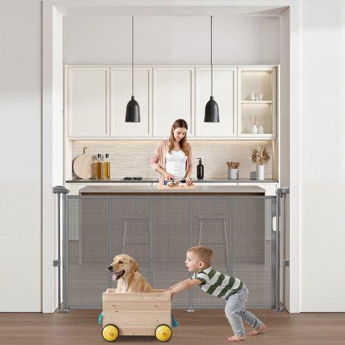VEVOR Retractable Baby Gate, 870 Mm Tall, Extends Up To 1400 Mm Wide, Retractable Gate for Kids or Pets, Mesh Material