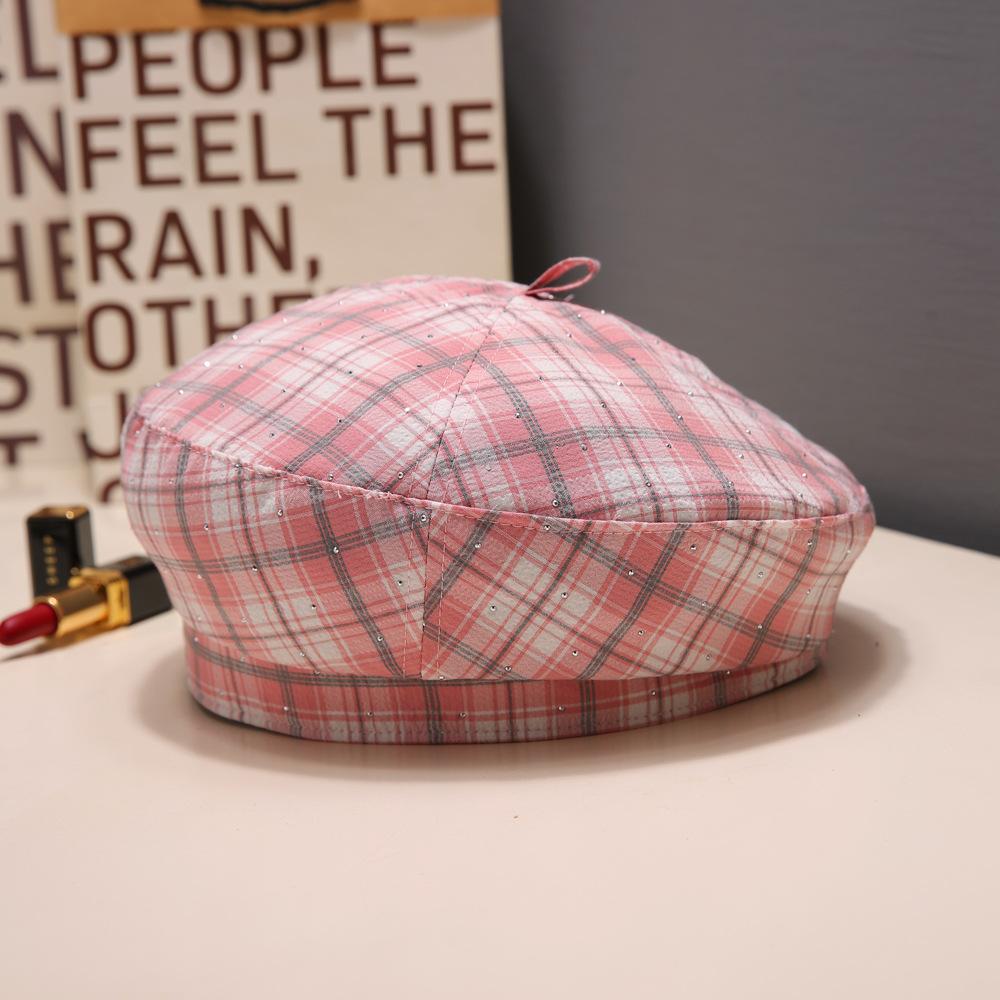 

Beret 2025 new hot diamond fashion bud star anise hat spring and summer versatile breathable face small painter hat Adjustable рожевий