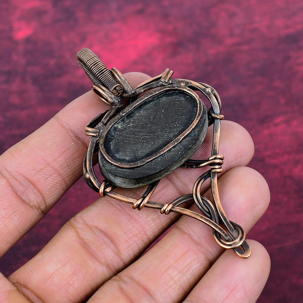 Abalone Shell Gemstone Pendant Copper Wire Wrapped Handmade Jewelry