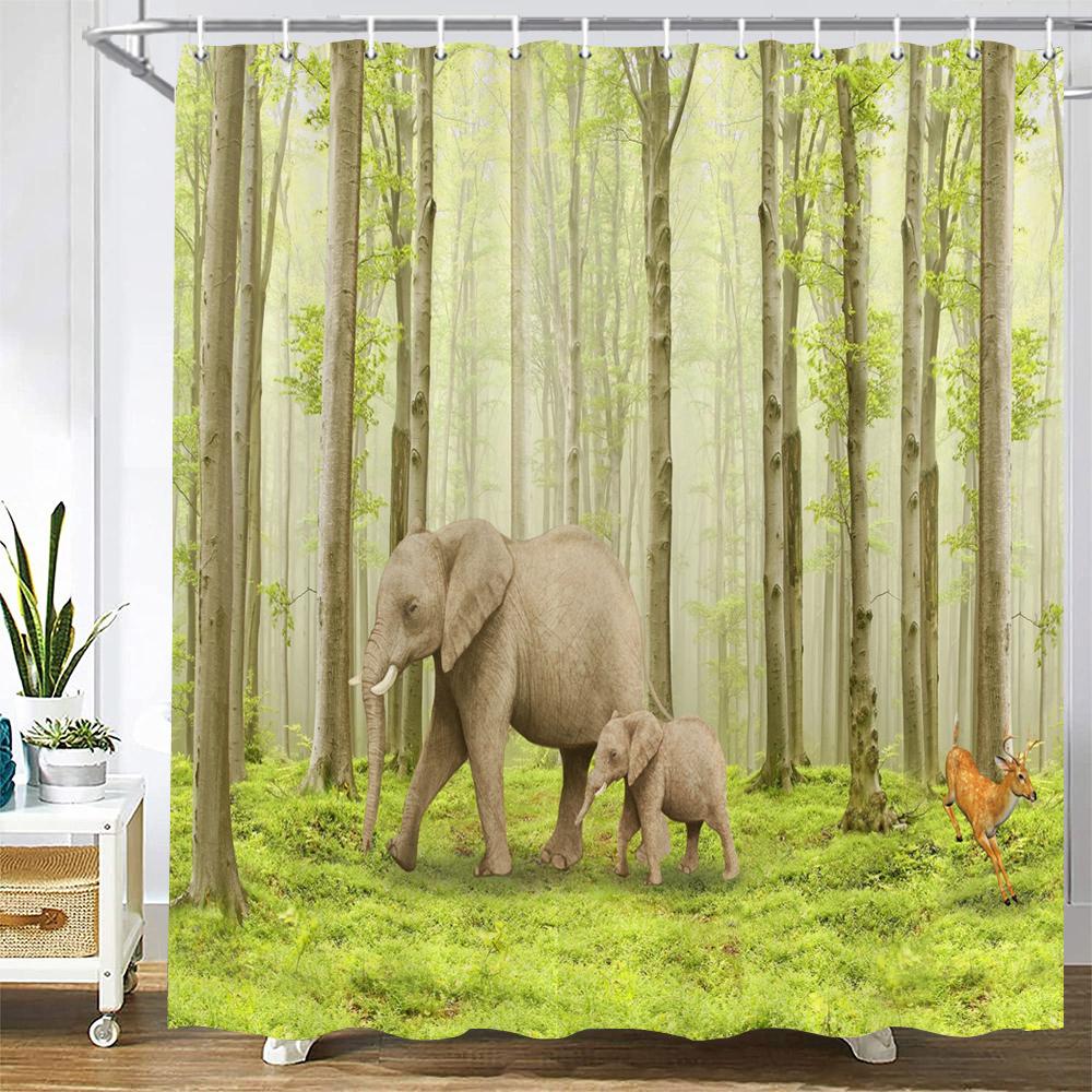 Waterproof Polyester Fabric Shower Curtains Forest Tiger Bear Animal Printing Bathroom Curtains For Home Decoration Curtain