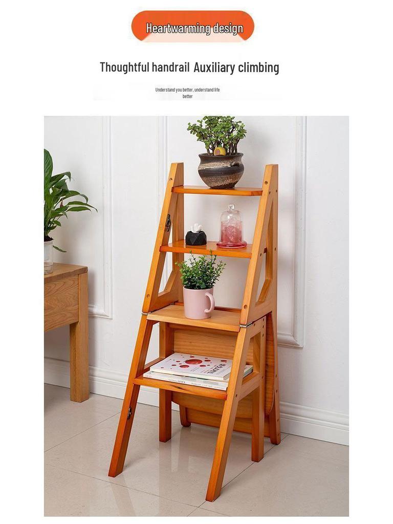 Folding Solid Wood Ladder Chair for Home and Elderly Use
