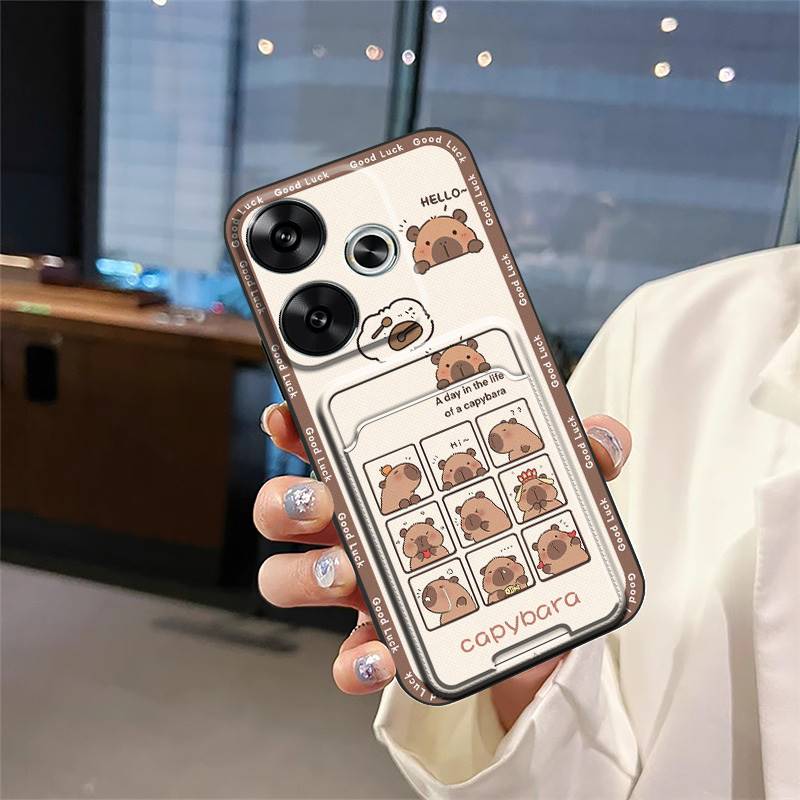 Fashion Design Cover Phone Case For Redmi Turbo3/Xiaomi Poco F6 5G Full Wrap Card Slot Cute Graffiti Protective Silicone