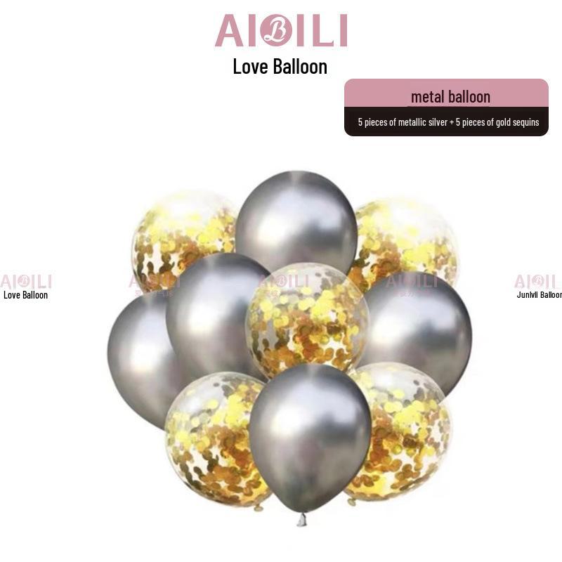Metallic Sequin Balloon Set for Birthdays, Valentine's Day, and Weddings