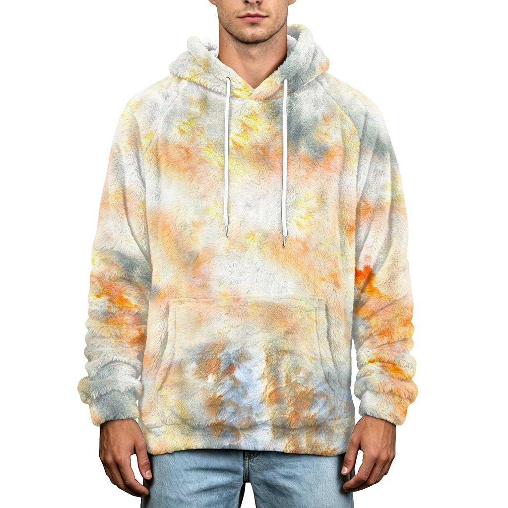 Men's Halloween Print Hoodie Plus Size Flannel Casual Pullover Sweatshirt for Fall and Winter