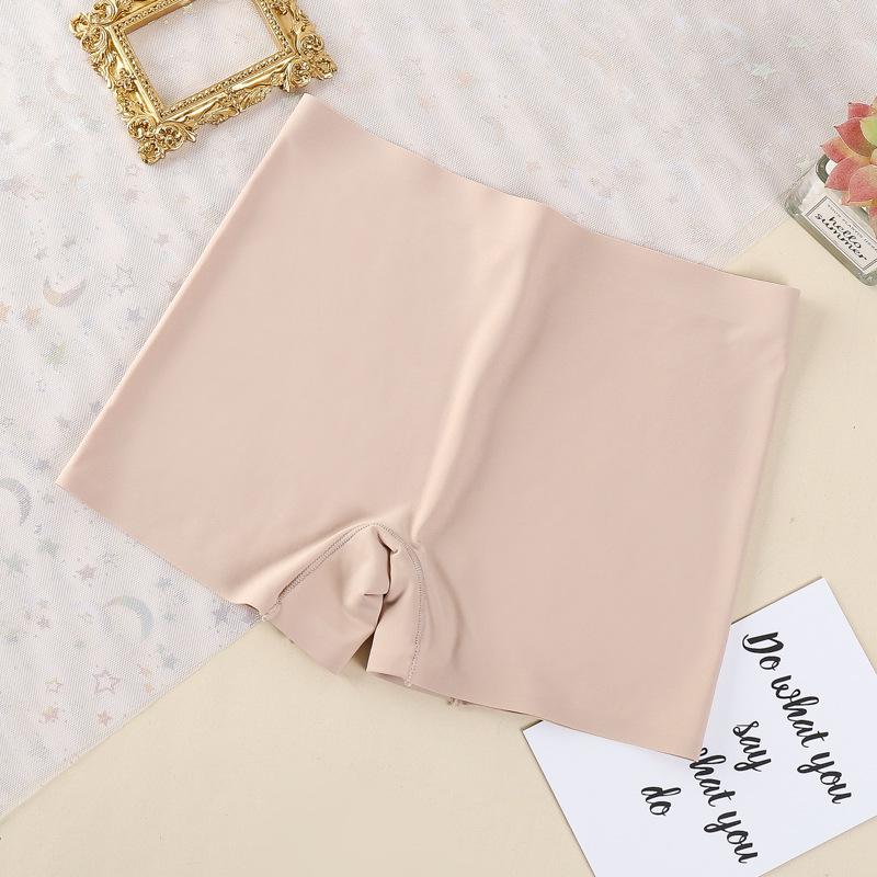 Ice Silk Seamless Mid-Waist Boyleg Underwear: Breathable Cotton Crotch, Plus Size, Women's Anti-Exposure Safety Shorts