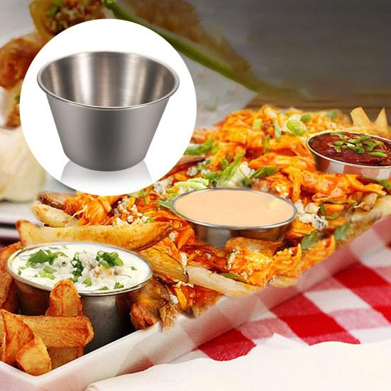 Stainless Steel Sauce Cup Round Dipping Tomato Condiments Bowl Kitchen Accessory