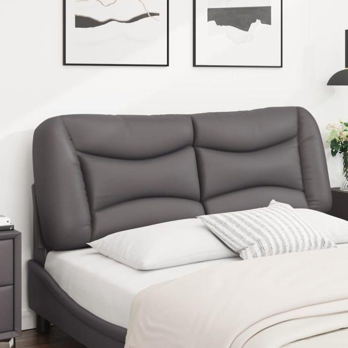 VidaXL Coussin de Tête de Lit, Oreiller de Lecture avec Fermeture à Glissière, Coussin de Lecture pour Lit Chambre, Gris 140 374586