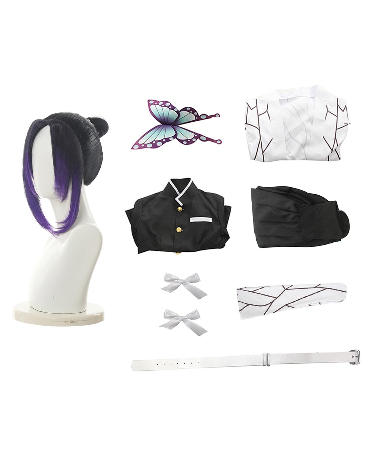 

LTAKK Товары для ниндзя Кочо Шинобу Костюм для косплея с париком Столп Насекомых Кочо Шинобу Костюм для косплея для взрослых Карнавальный Школьный Отряд Истребителей Демонов Сцена