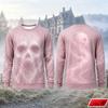 Novelty Long Sleeve T‑Shirt Men Gothic Flame Smoke Skull 3D Print Tee Fire Skeleton Graphic Casual Halloween Party Street Top