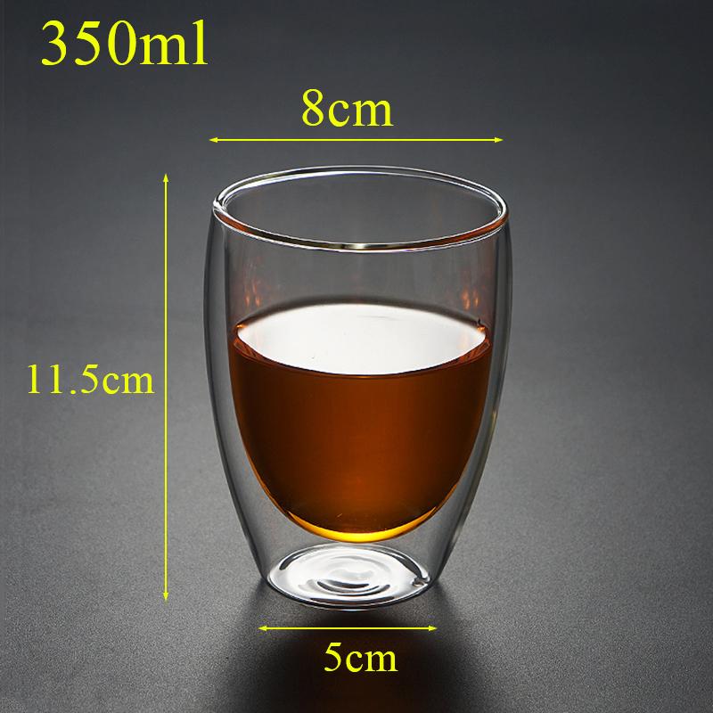 2/3/4Pcs Double Wall High Borosilicate Glass Mug Heat Resistant Tea Milk Lemon Juice Coffee Water Cup Bar Drinkware Lover Gift