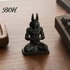 Desktop Anubis Sculpture Figurine, 3D Printed Egyptian God Statue Meditating with Heart Decor Hands, Mythical Desk for Home Office, Collectible