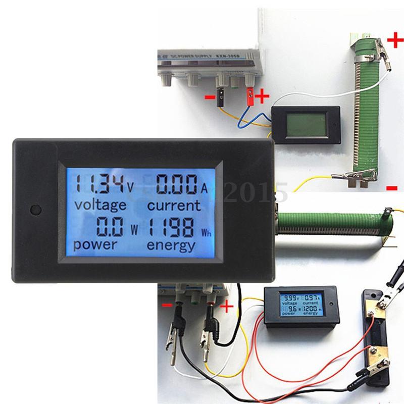 20A/100A Digital Meter DC6.5-100V AC80-260V Voltmeter Ammeter LCD 4-in-1 DC Voltage Current Power Energy Detector