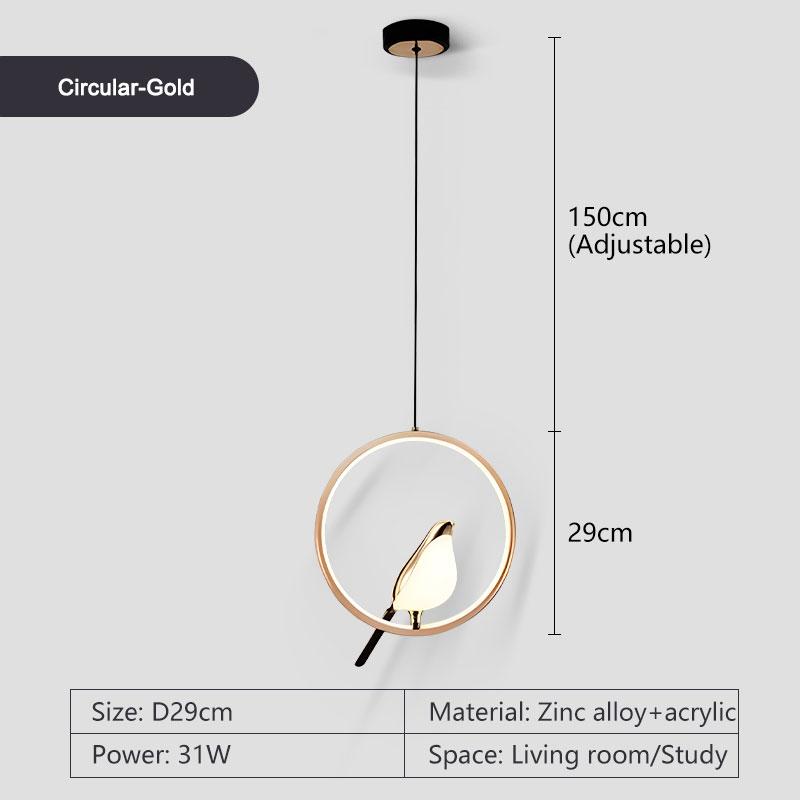 Nordic Magpie Bird LED Chandelier Lamps for Corridor Aisle LED Pendant Lights Hanging Lighting Fixtures for Bedroom Living Room
