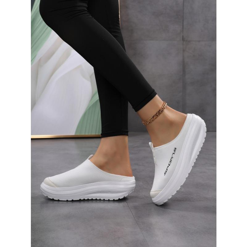 2025 New Lazy Net Shoes for Women's Casual Height-increasing Spring and Summer Breathable Single Fabric Shoes with Thick Soles and Half Slippers