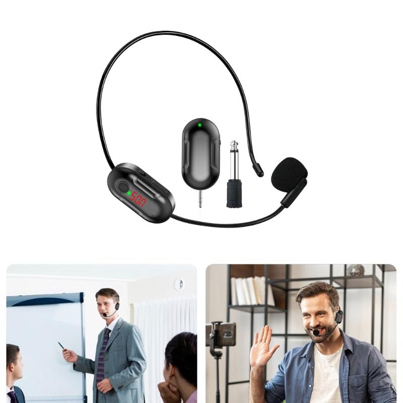Wireless Microphone Headset UHF Stable Transmission for Teaching Guides and Public Speaking