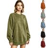 Women's Casual Pullover Top with Loose Fit, Drop Shoulder, Long Sleeves and Curved Seam