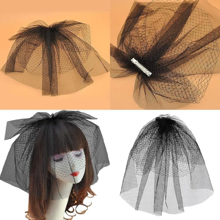 Women Bridal Veil Short Tulle Wedding Bridal Veil with Clips Mesh Birdcage Face Veil Gothic Halloween Coplay Party Veil